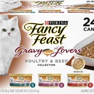 Purina Fancy Feast Gravy Wet Cat Food Variety Pack, Gravy Lovers Poultry & Beef Feast Collection - (24) 3 oz. Cans